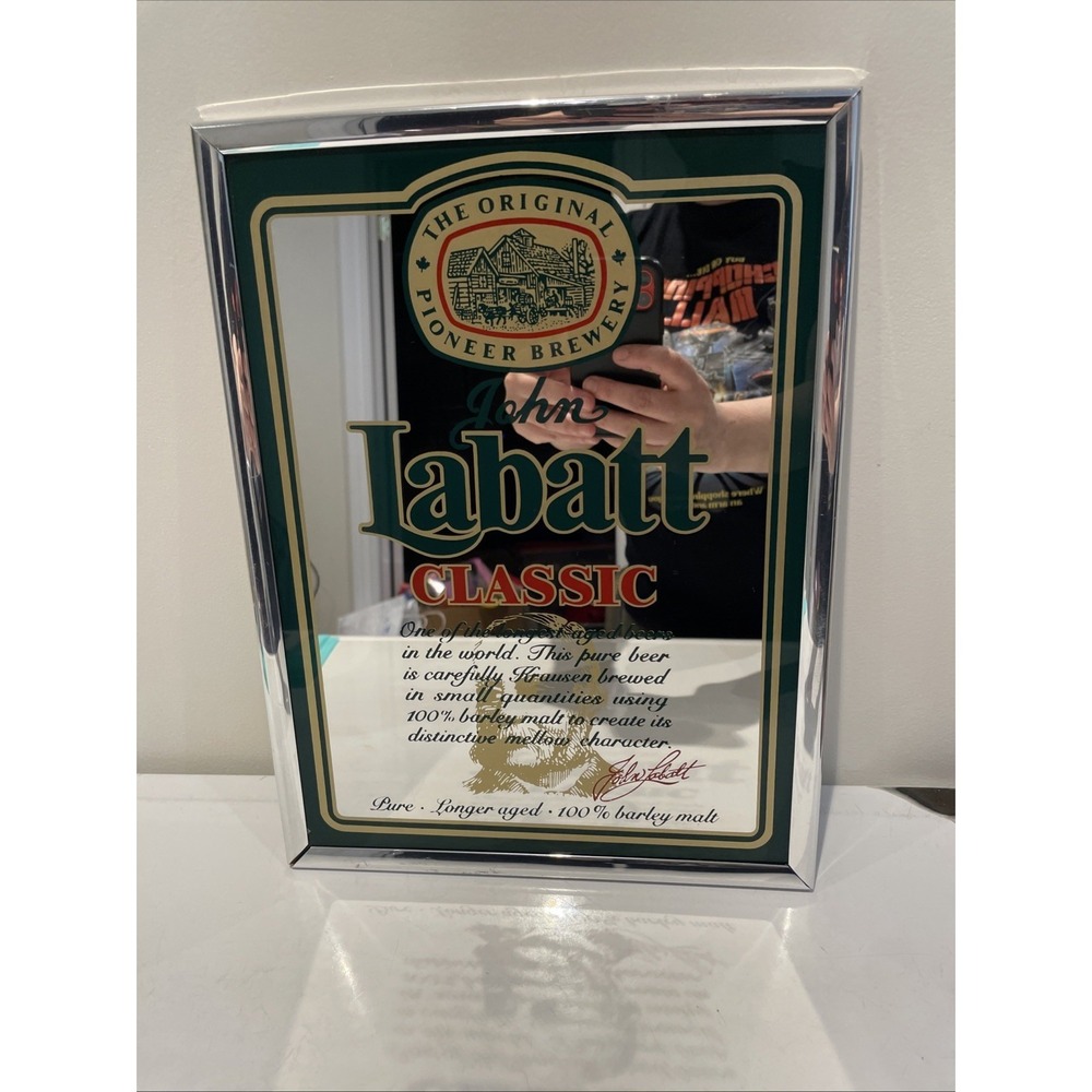 Vintage John LABATT'S Classic Beer Bar Pub Mirror Sign 12 X 9 Inches